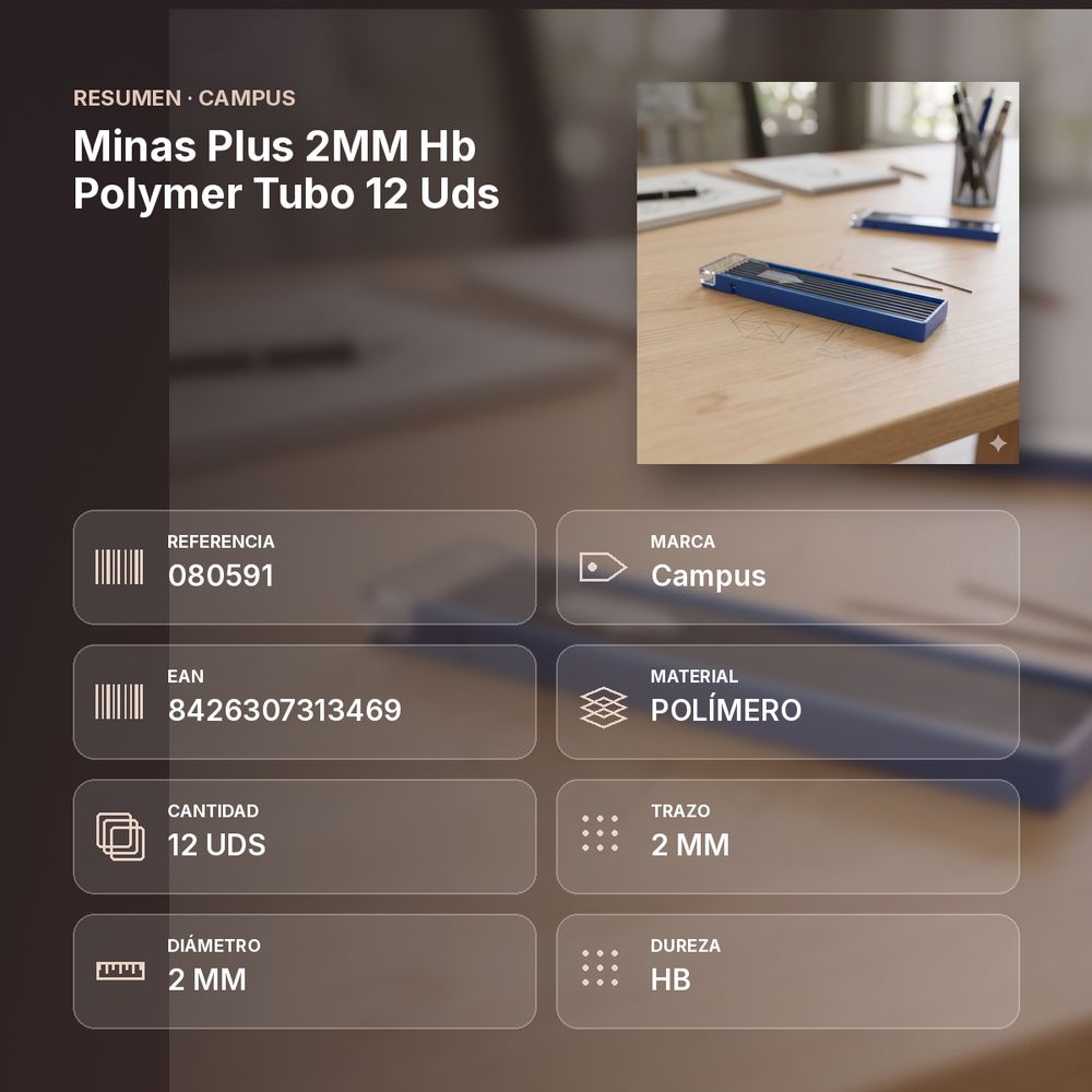 MINAS PLUS 2MM HB POLYMER TUBO 12 UDS - resumen de atributos