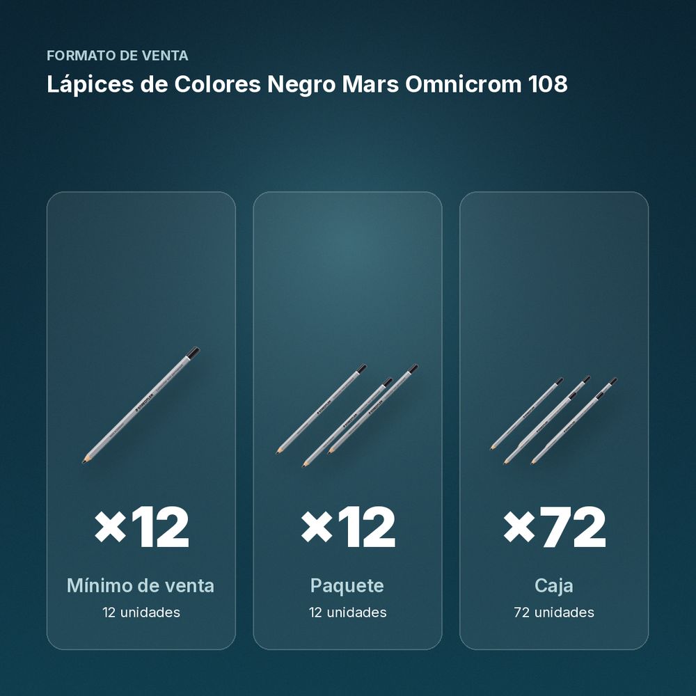 LÁPICES DE COLORES NEGRO MARS OMNICROM 108  - formato de venta: paquete de 12, caja de 72