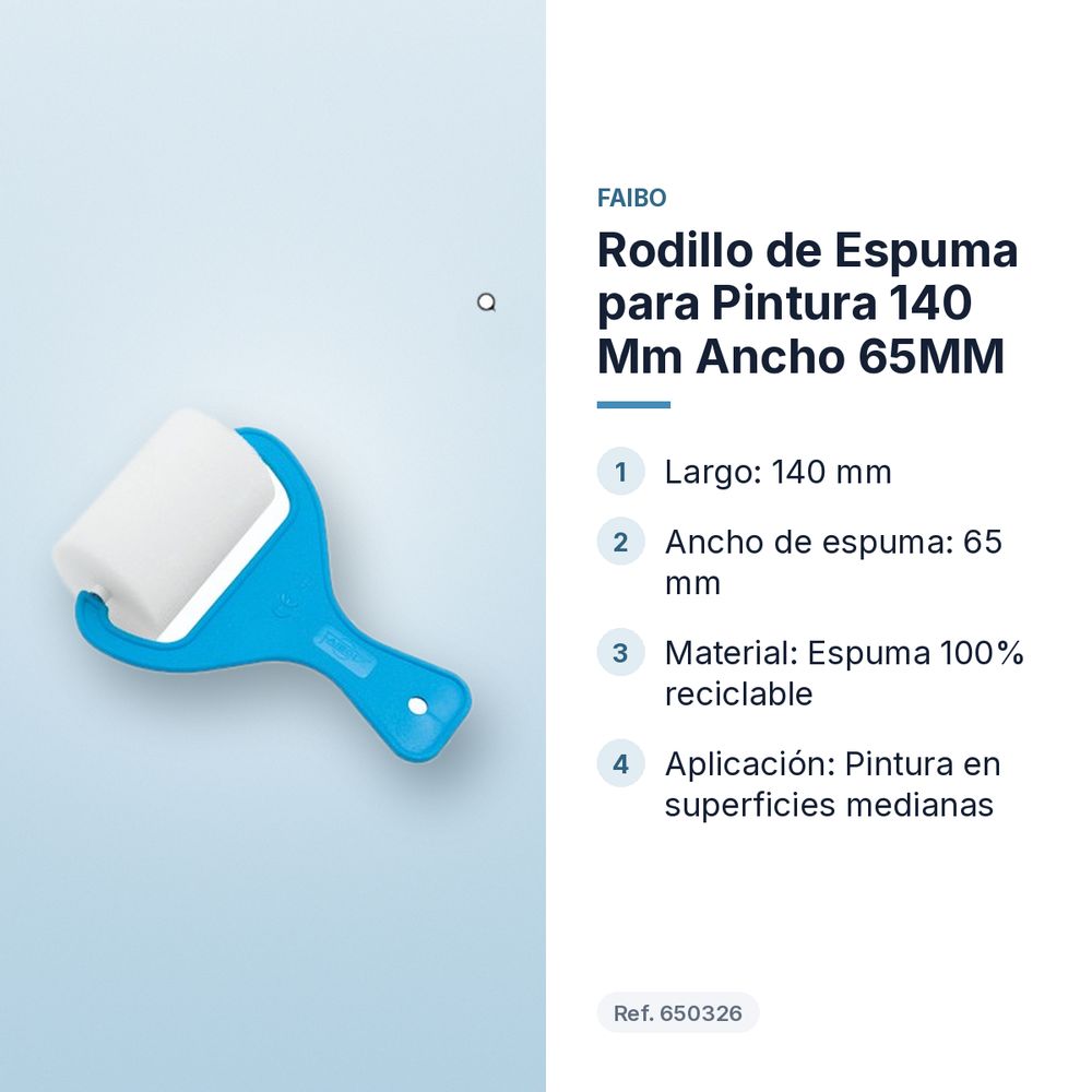 RODILLO DE ESPUMA PARA PINTURA 140 MM ANCHO 65MM - características principales