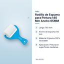RODILLO DE ESPUMA PARA PINTURA 140 MM ANCHO 65MM - características principales