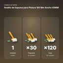 RODILLO DE ESPUMA PARA PINTURA 185 MM ANCHO 45MM  - formato de venta: paquete de 30, caja de 120