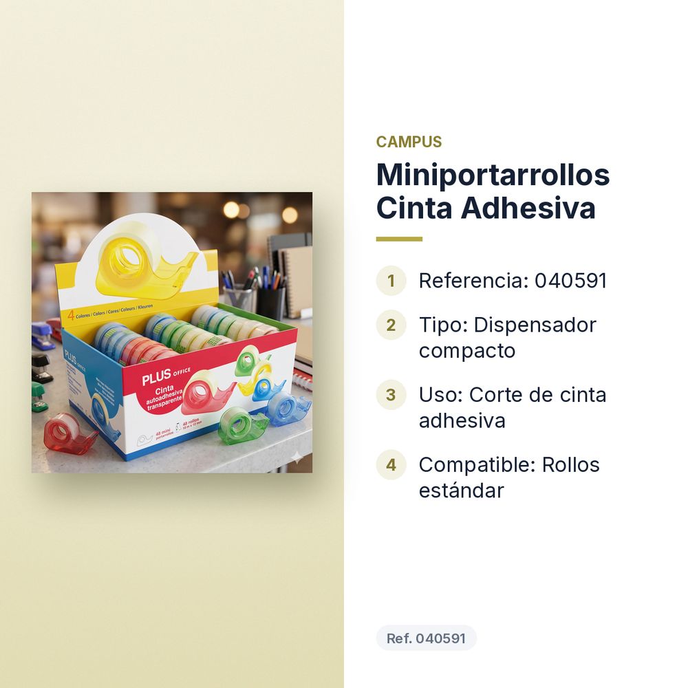 MINIPORTARROLLOS CINTA ADHESIVA - características principales