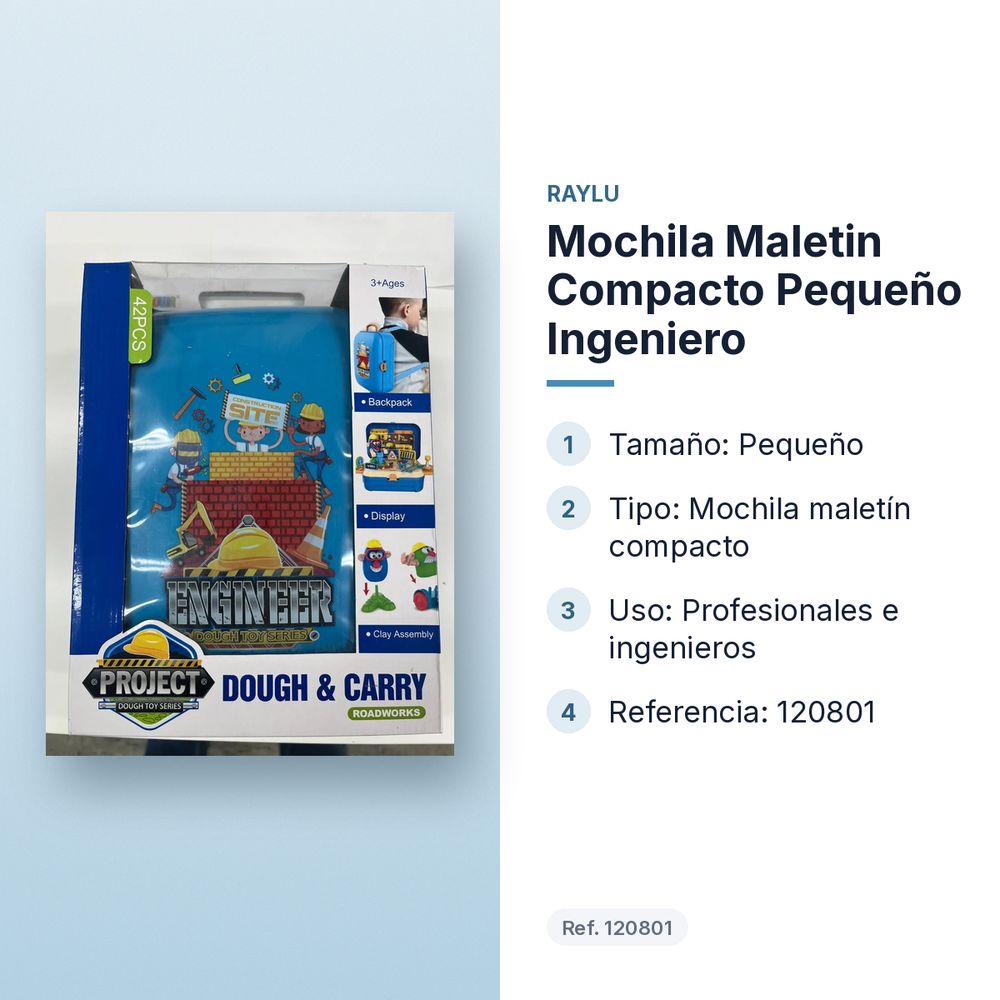 MOCHILA MALETIN COMPACTO PEQUEÑO INGENIERO - características principales