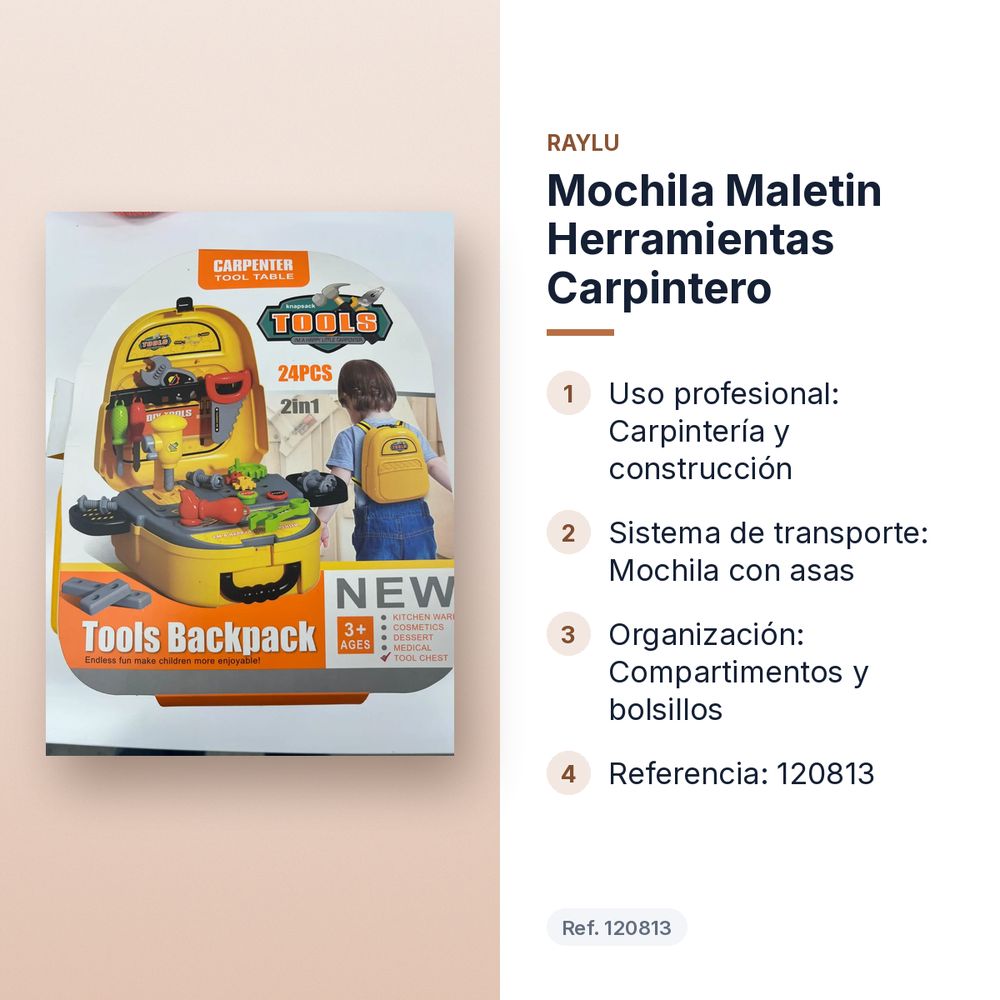 MOCHILA MALETIN HERRAMIENTAS CARPINTERO - características principales