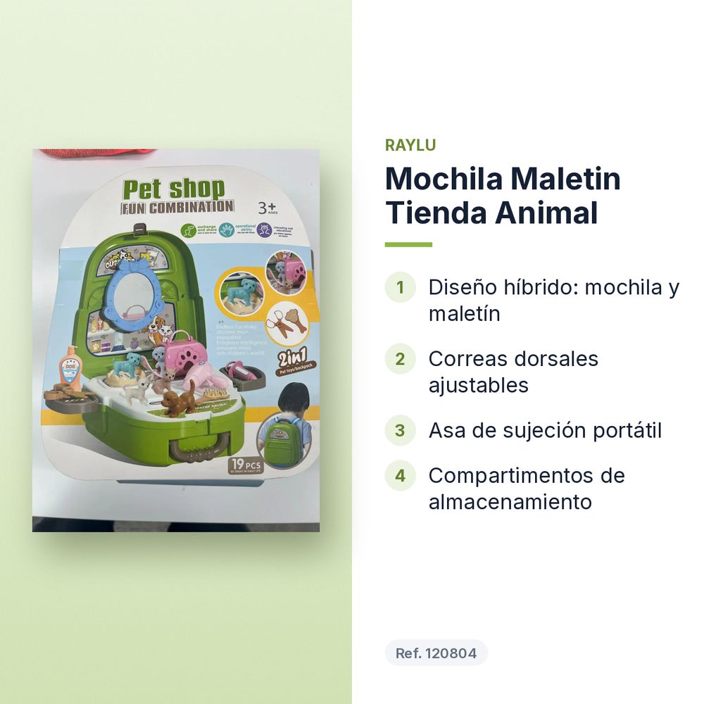 MOCHILA MALETIN TIENDA ANIMAL - características principales