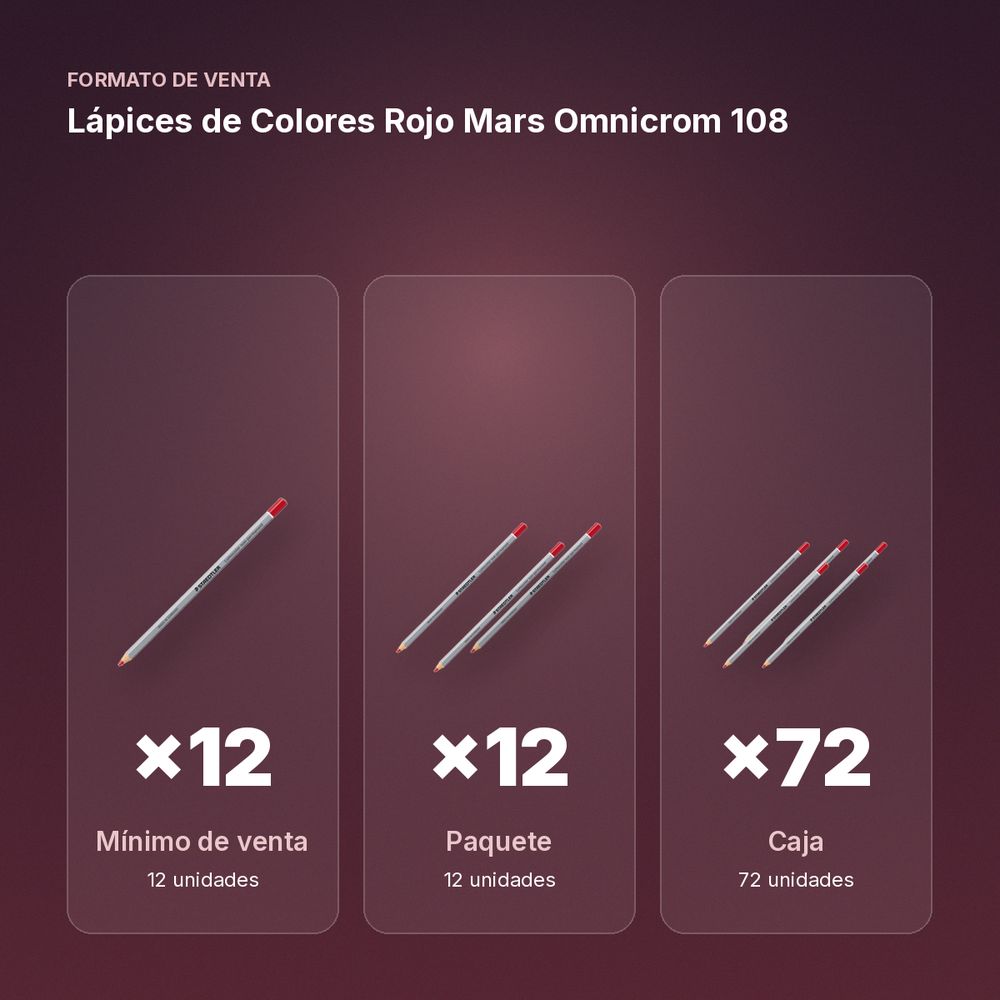 LÁPICES DE COLORES ROJO MARS OMNICROM 108  - formato de venta: paquete de 12, caja de 72