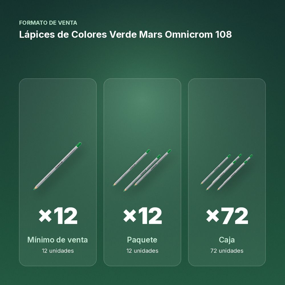 LÁPICES DE COLORES VERDE MARS OMNICROM 108  - formato de venta: paquete de 12, caja de 72