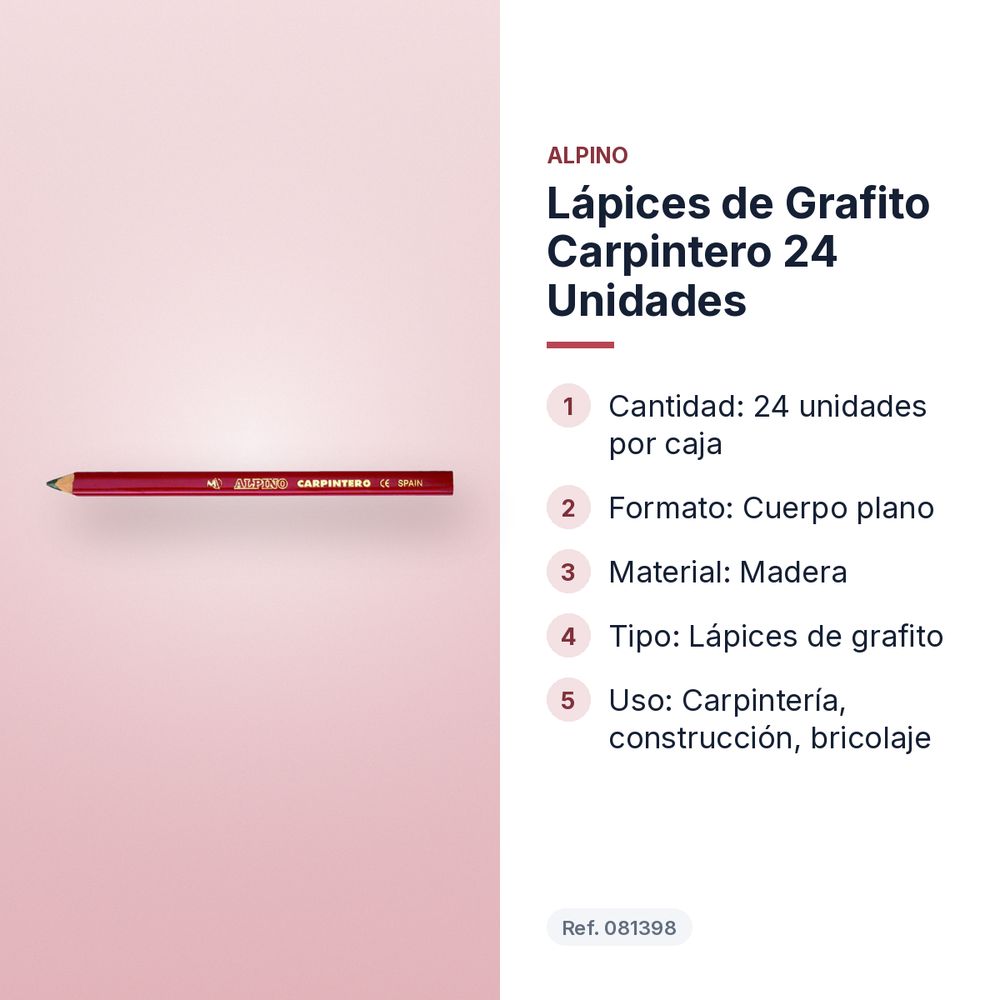 LÁPICES DE GRAFITO CARPINTERO 24 UNIDADES - características principales