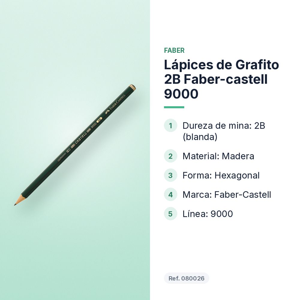 LÁPICES DE GRAFITO 2B FABER-CASTELL 9000  - características principales