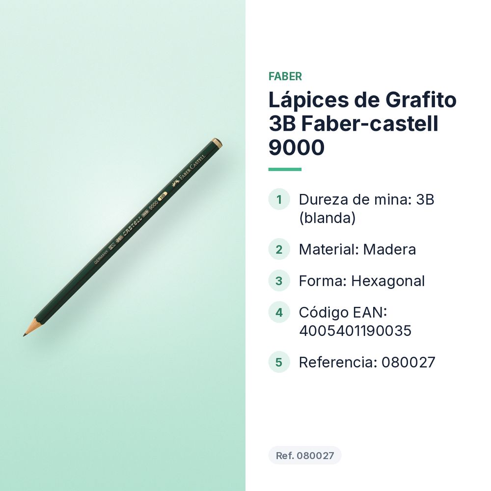 LÁPICES DE GRAFITO 3B FABER-CASTELL 9000  - características principales
