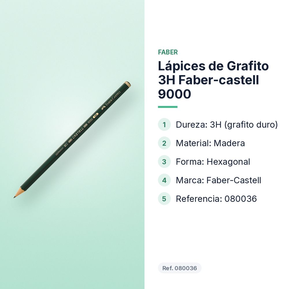 LÁPICES DE GRAFITO 3H FABER-CASTELL 9000  - características principales
