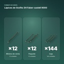 LÁPICES DE GRAFITO 3H FABER-CASTELL 9000  - formato de venta: paquete de 12, caja de 144