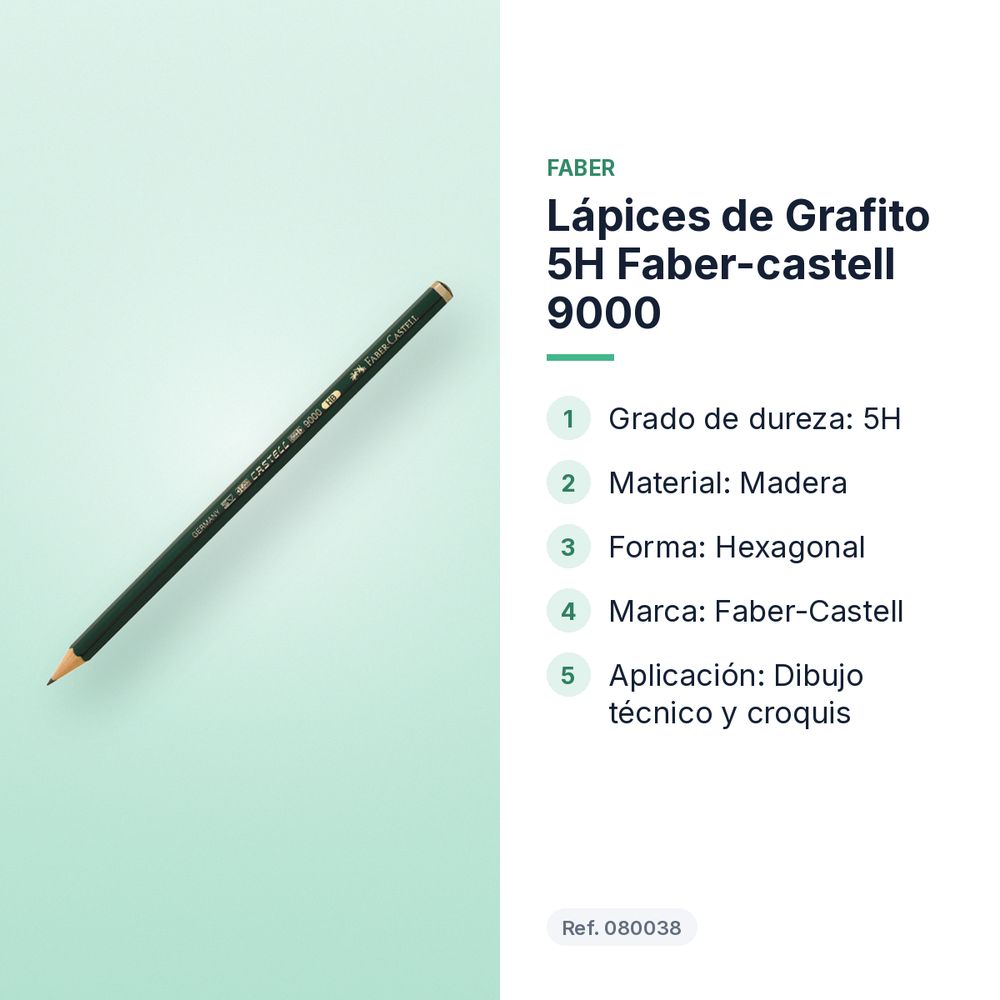 LÁPICES DE GRAFITO 5H FABER-CASTELL 9000  - características principales