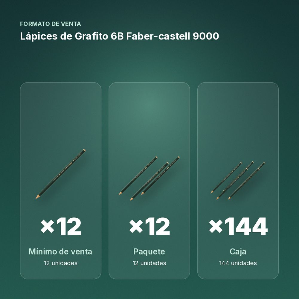 LÁPICES DE GRAFITO 6B FABER-CASTELL 9000  - formato de venta: paquete de 12, caja de 144