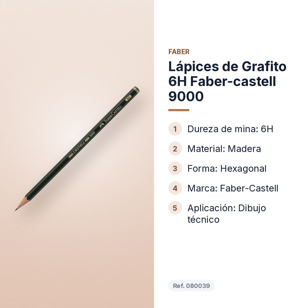 LÁPICES DE GRAFITO 6H FABER-CASTELL 9000  - características principales