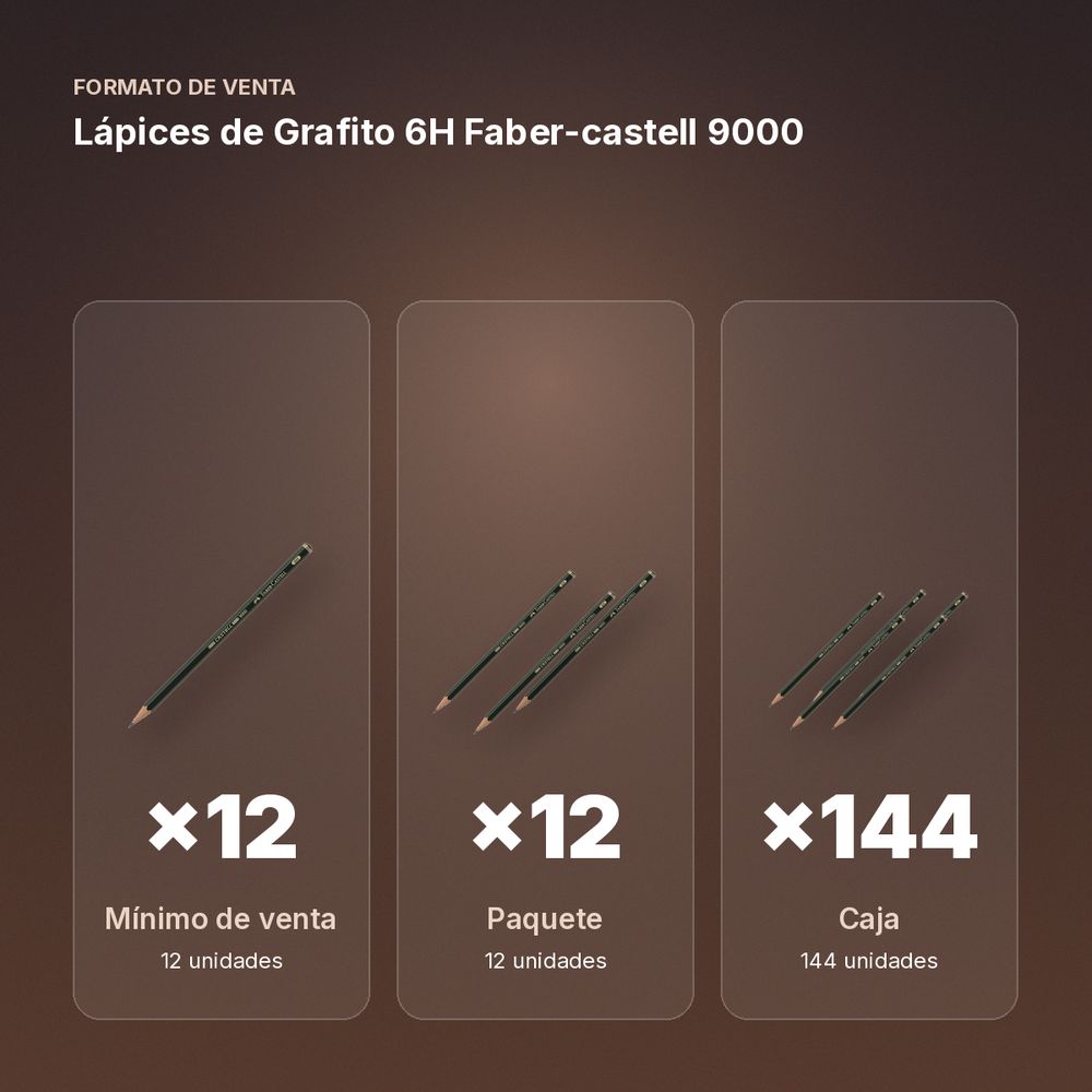 LÁPICES DE GRAFITO 6H FABER-CASTELL 9000  - formato de venta: paquete de 12, caja de 144