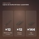 LÁPICES DE GRAFITO 6H FABER-CASTELL 9000  - formato de venta: paquete de 12, caja de 144