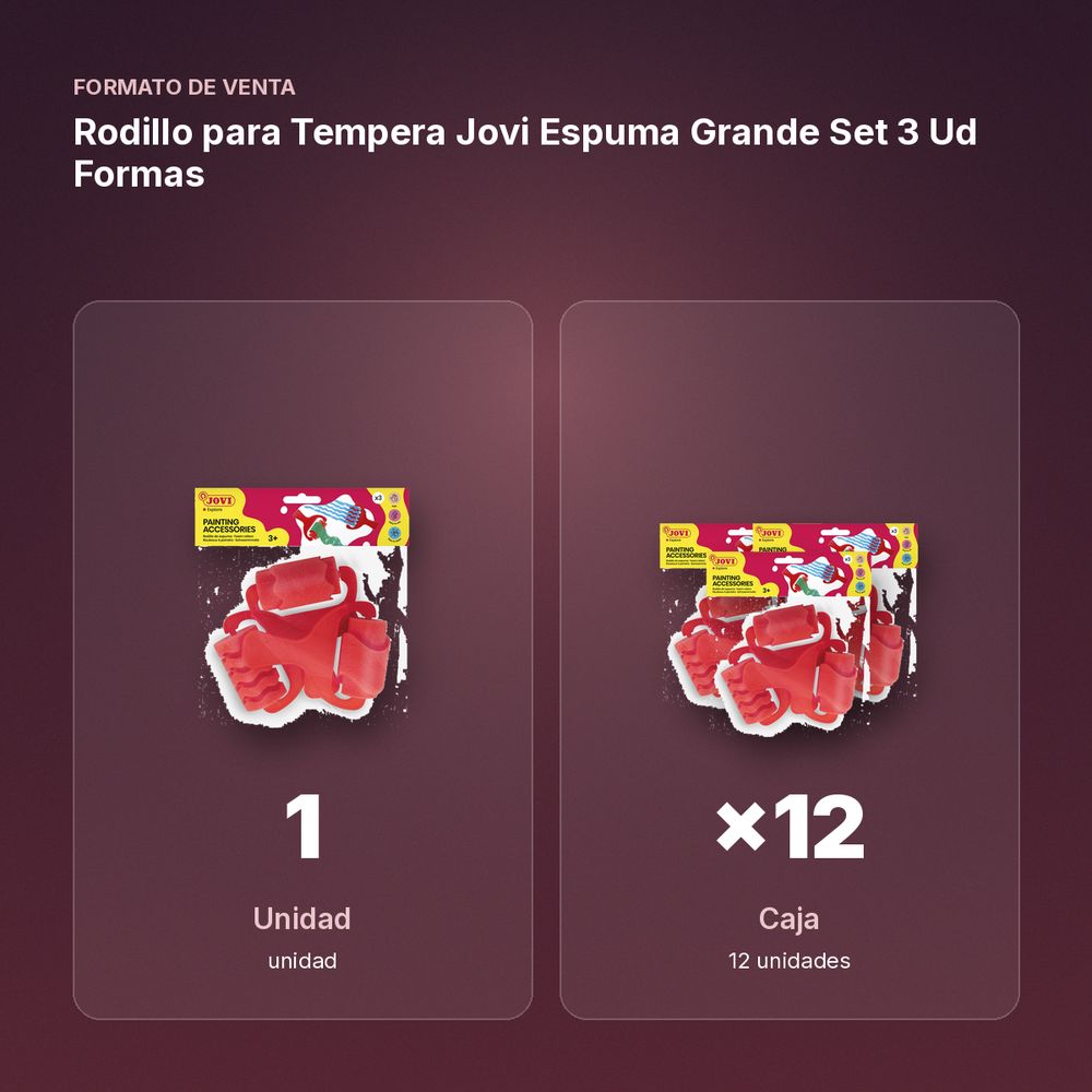 RODILLO PARA TEMPERA JOVI ESPUMA GRANDE SET 3 UD FORMAS - formato de venta: caja de 12
