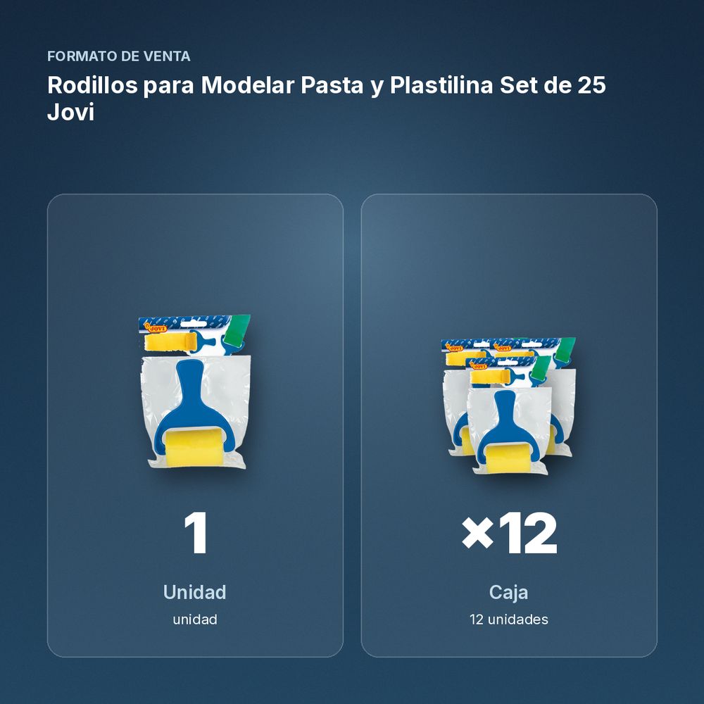 RODILLOS PARA MODELAR PASTA Y PLASTILINA SET DE 25 JOVI - formato de venta: caja de 12