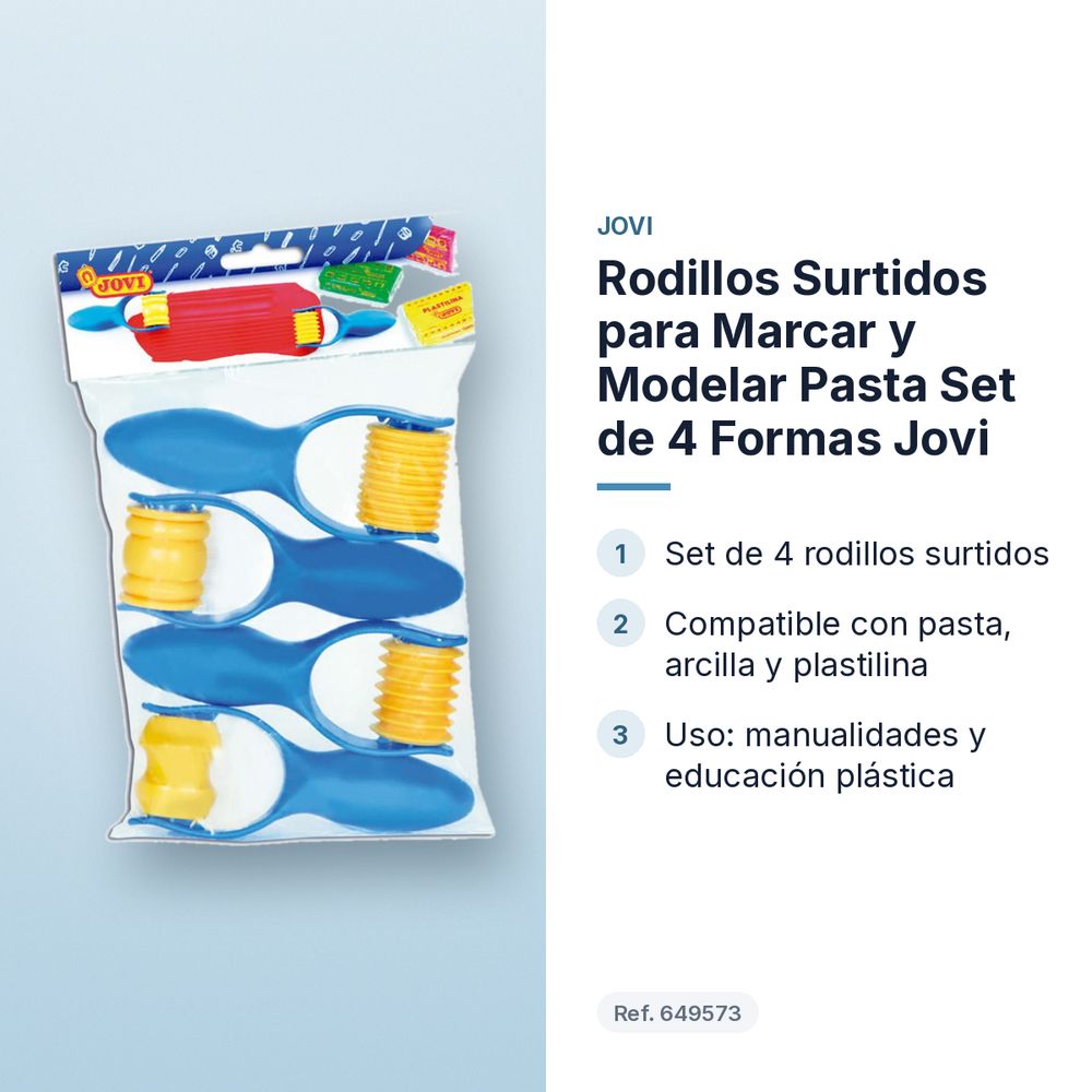 RODILLOS SURTIDOS PARA MARCAR Y MODELAR PASTA SET DE 4 FORMAS JOVI - características principales