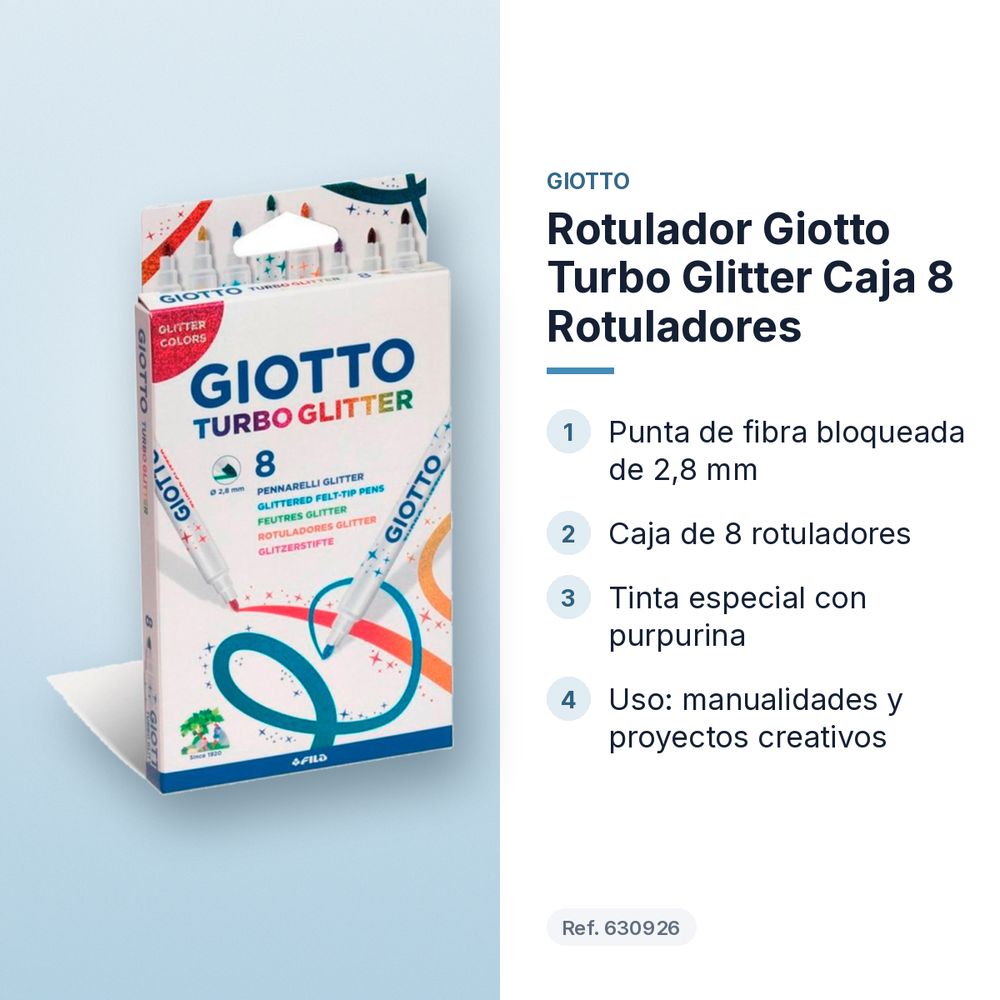 ROTULADOR GIOTTO TURBO GLITTER CAJA 8 ROTULADORES - características principales
