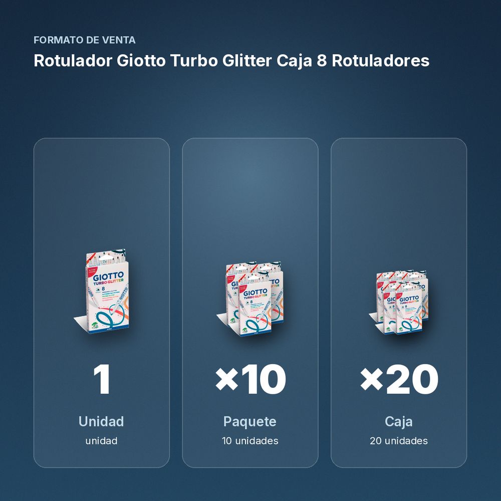 ROTULADOR GIOTTO TURBO GLITTER CAJA 8 ROTULADORES - formato de venta: paquete de 10, caja de 20