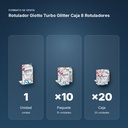ROTULADOR GIOTTO TURBO GLITTER CAJA 8 ROTULADORES - formato de venta: paquete de 10, caja de 20
