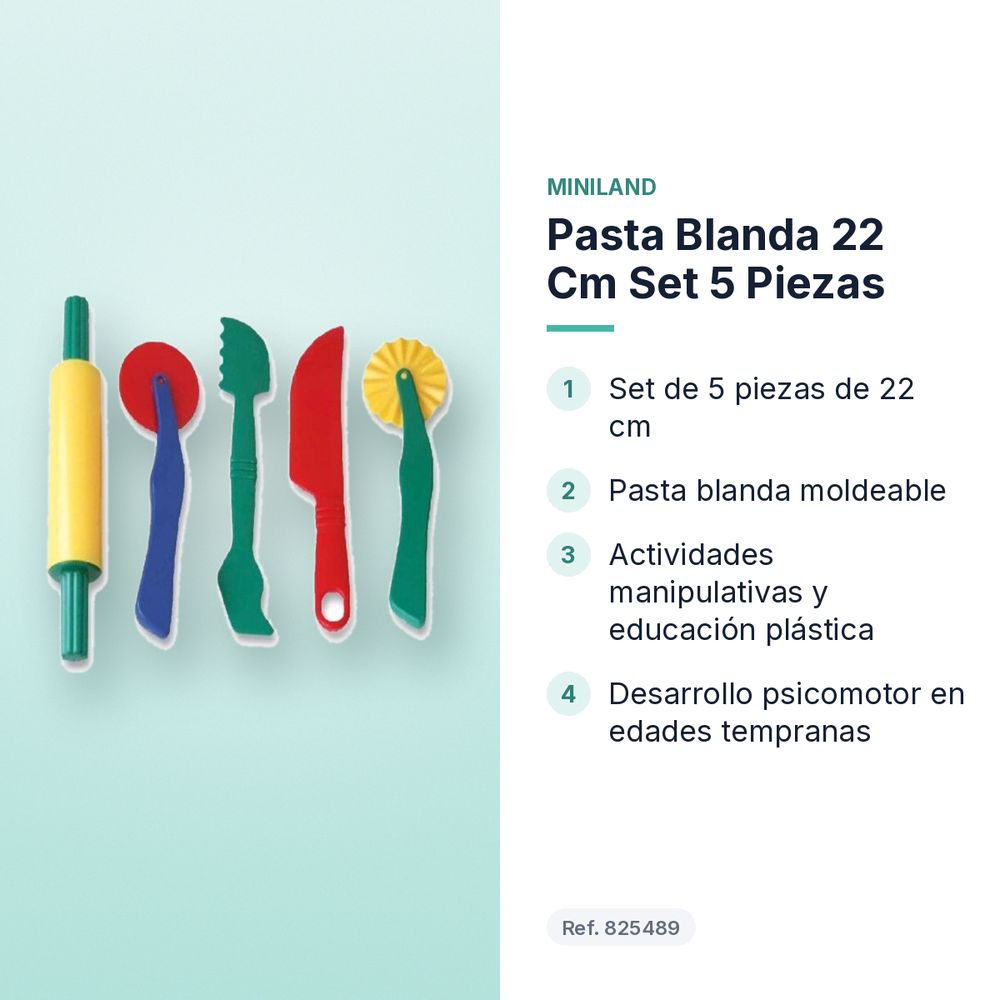 PASTA BLANDA 22 CM SET 5 PIEZAS - características principales