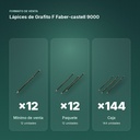 LÁPICES DE GRAFITO F FABER-CASTELL 9000  - formato de venta: paquete de 12, caja de 144
