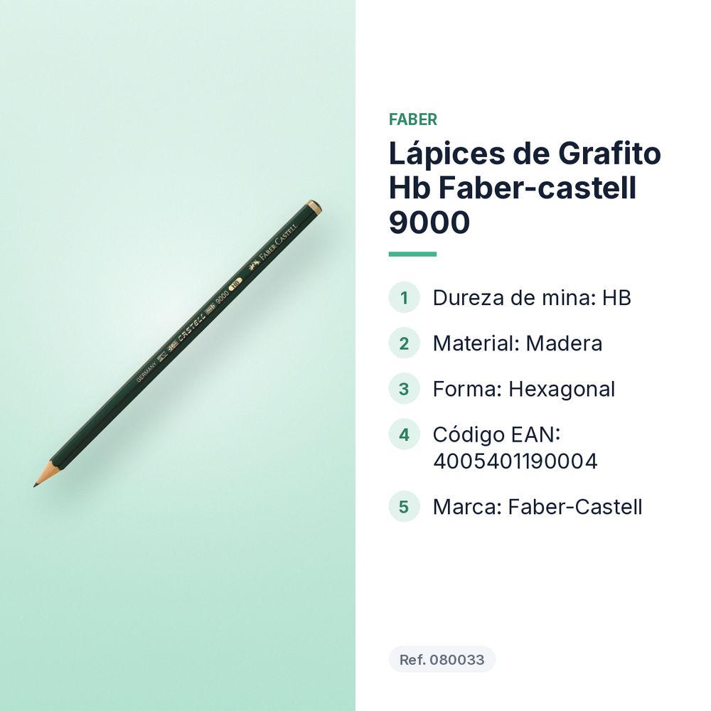 LÁPICES DE GRAFITO HB FABER-CASTELL 9000  - características principales