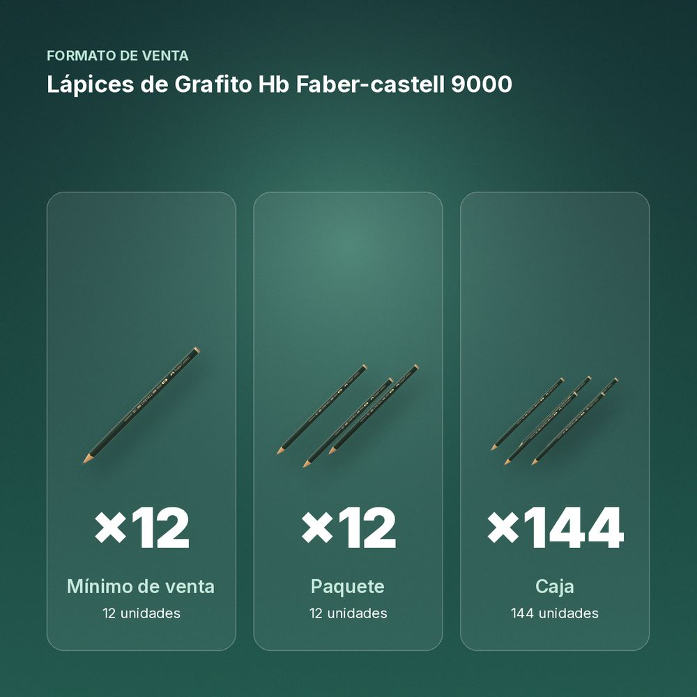 LÁPICES DE GRAFITO HB FABER-CASTELL 9000  - formato de venta: paquete de 12, caja de 144