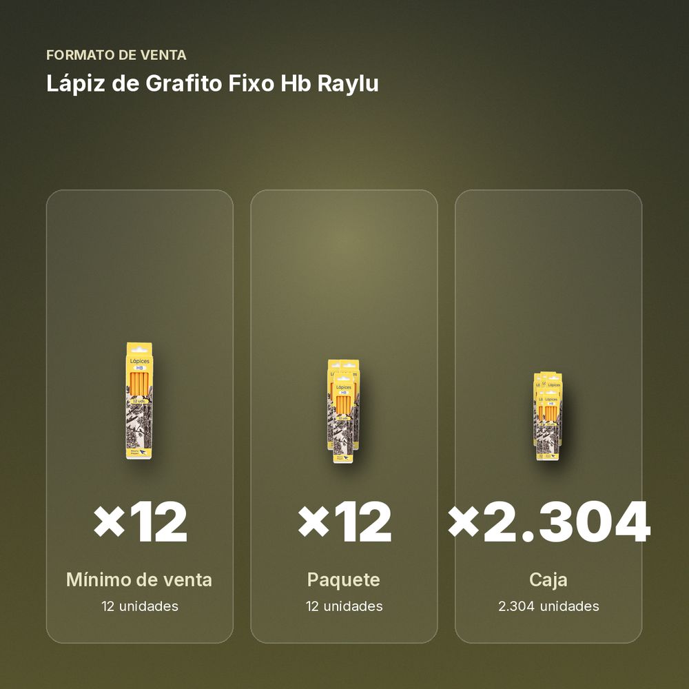 LÁPIZ DE GRAFITO FIXO HB RAYLU - formato de venta: paquete de 12, caja de 2304
