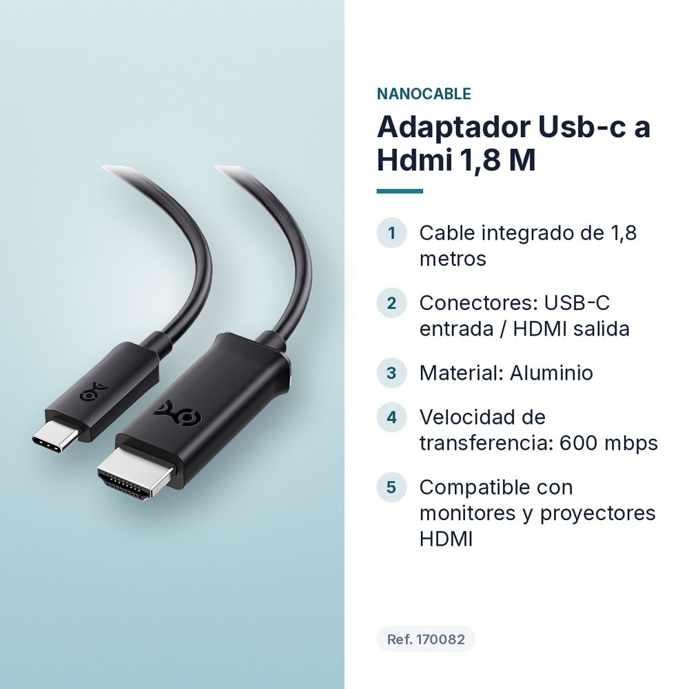ADAPTADOR USB-C A HDMI 1,8 M - características principales