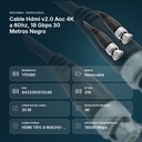 CABLE HDMI V2.0 AOC 4K A 60HZ, 18 GBPS 30 METROS NEGRO - resumen de atributos