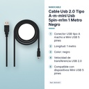 CABLE USB 2.0 TIPO A-M-MINI USB 5PIN-M1M 1 METRO NEGRO - características principales
