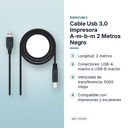 CABLE USB 3.0 IMPRESORA A-M-B-M  2 METROS NEGRO - características principales