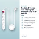 REGLETA 6 TOMAS CON INTERRUPTOR BLANCA CABLE DE 1.4 METROS - características principales