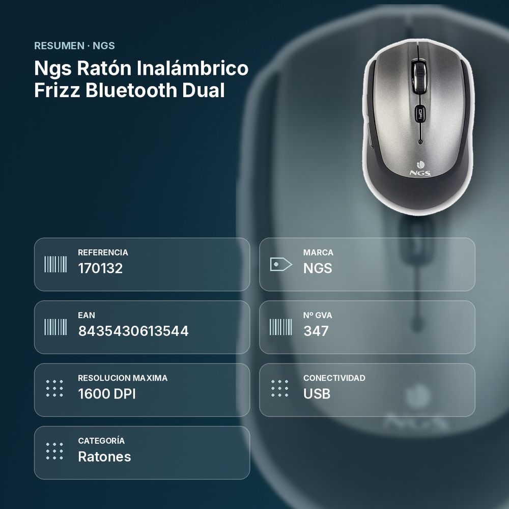 NGS RATÓN INALÁMBRICO FRIZZ BLUETOOTH DUAL - resumen de atributos