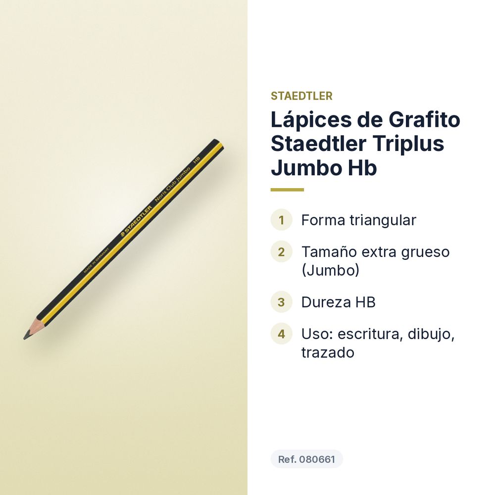 LÁPICES DE GRAFITO STAEDTLER TRIPLUS JUMBO HB - características principales
