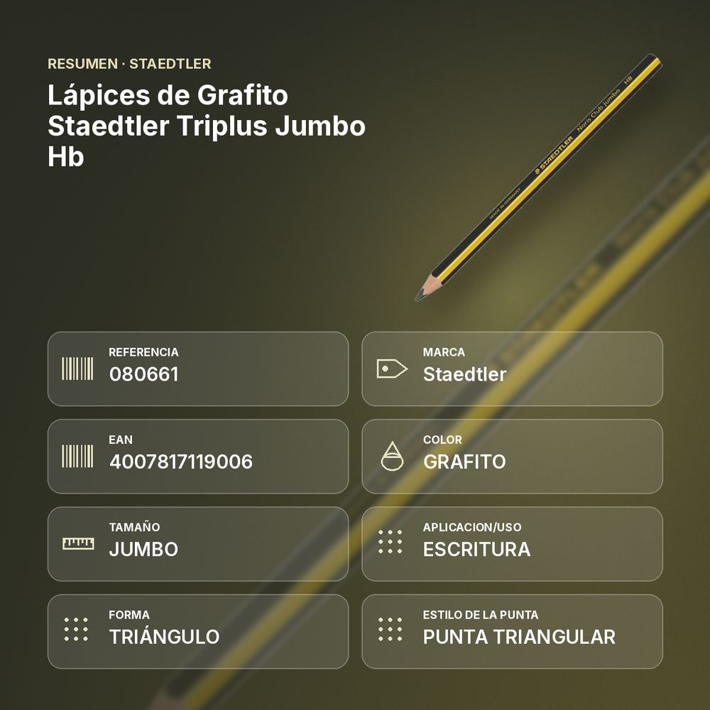 LÁPICES DE GRAFITO STAEDTLER TRIPLUS JUMBO HB - resumen de atributos