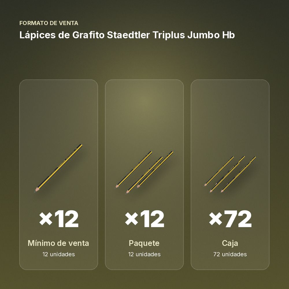 LÁPICES DE GRAFITO STAEDTLER TRIPLUS JUMBO HB - formato de venta: paquete de 12, caja de 72