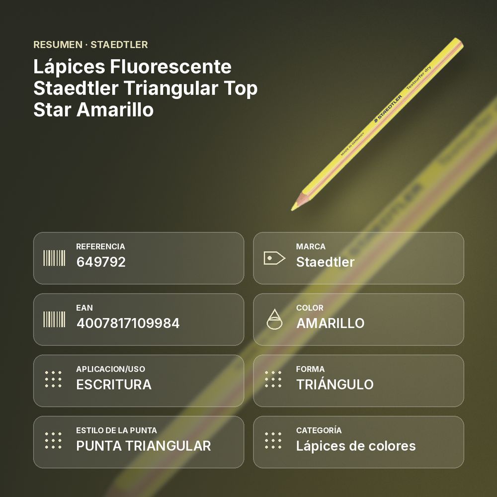 LÁPICES FLUORESCENTE STAEDTLER TRIANGULAR TOP STAR AMARILLO - resumen de atributos