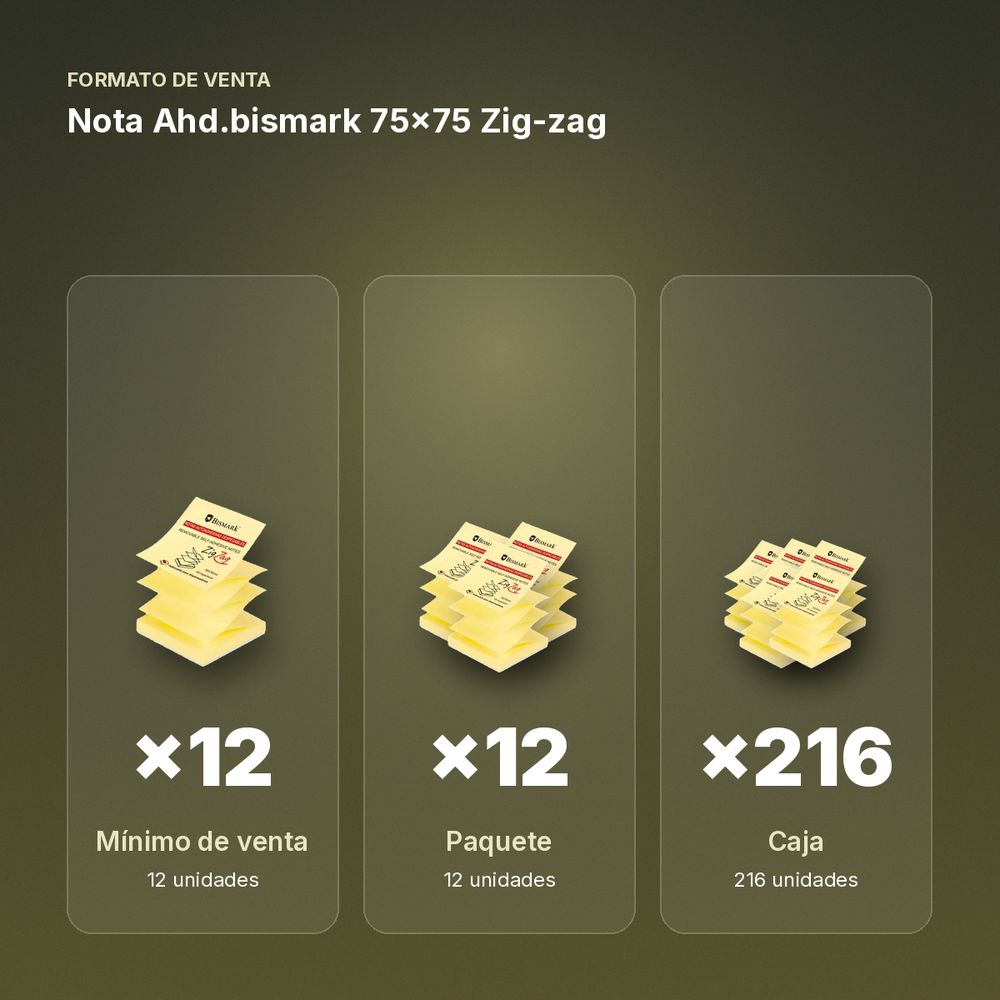 NOTA AHD.BISMARK 75X75 ZIG-ZAG - formato de venta: paquete de 12, caja de 216