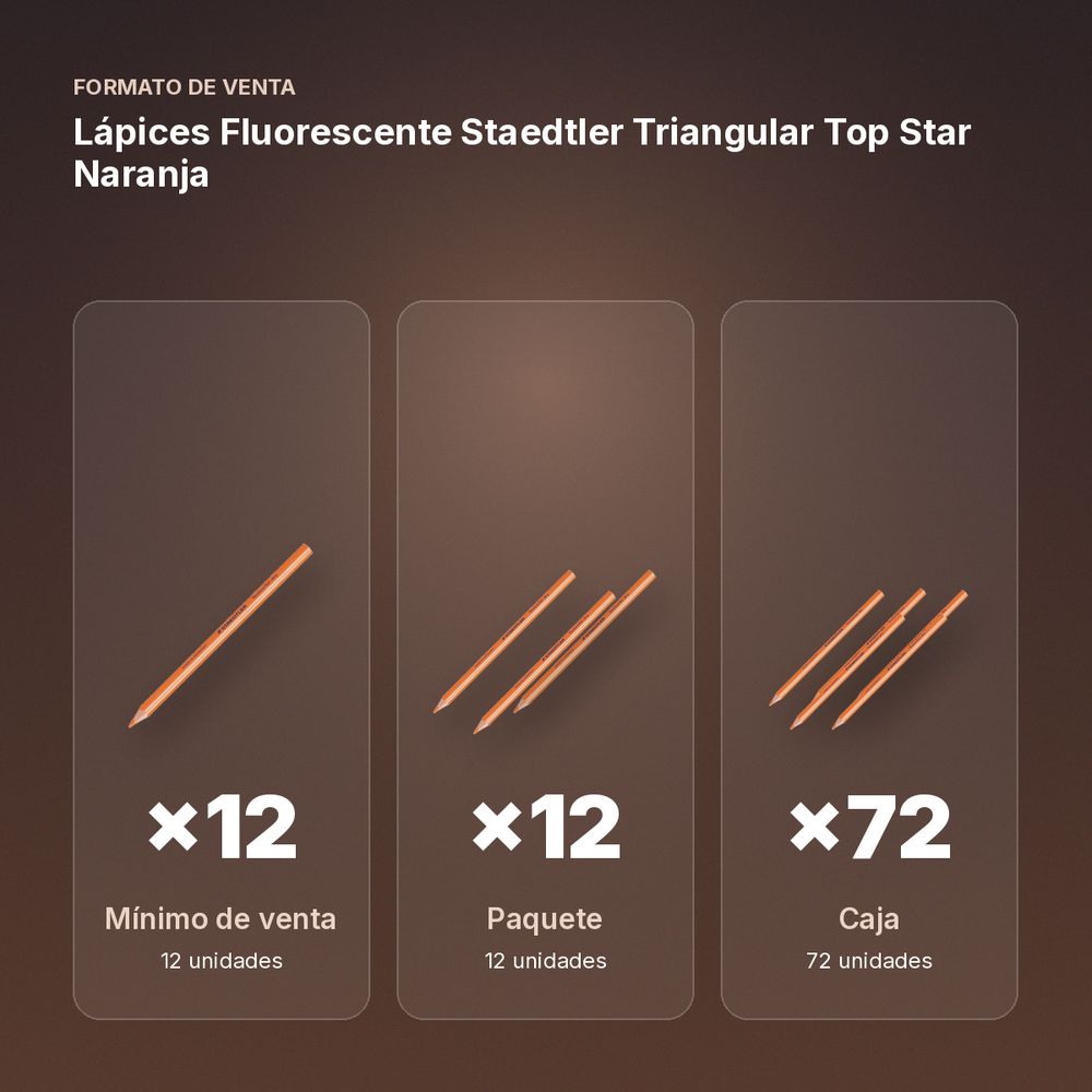 LÁPICES FLUORESCENTE STAEDTLER TRIANGULAR TOP STAR NARANJA - formato de venta: paquete de 12, caja de 72