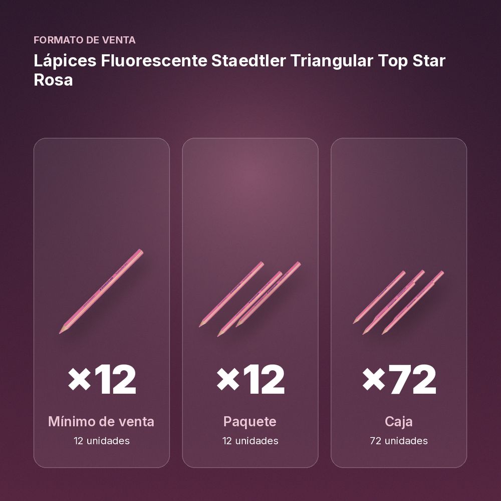 LÁPICES FLUORESCENTE STAEDTLER TRIANGULAR TOP STAR ROSA - formato de venta: paquete de 12, caja de 72