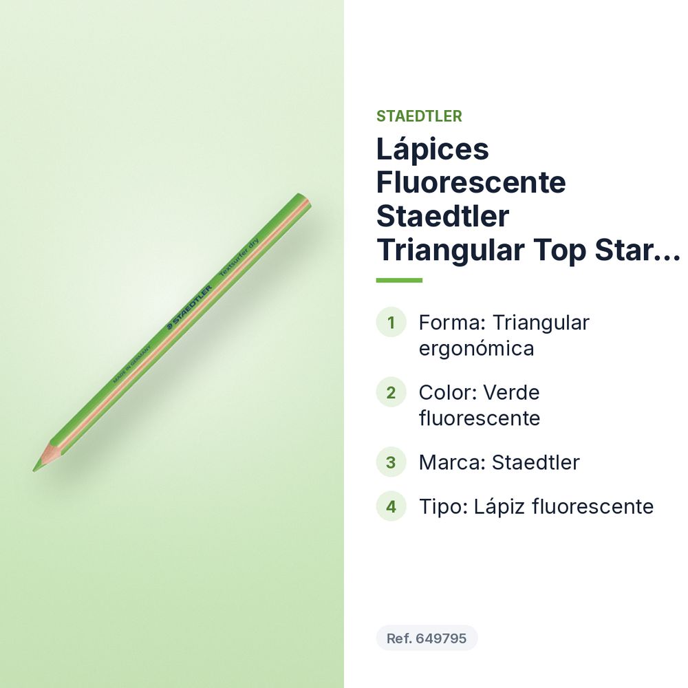 LÁPICES FLUORESCENTE STAEDTLER TRIANGULAR TOP STAR VERDE - características principales