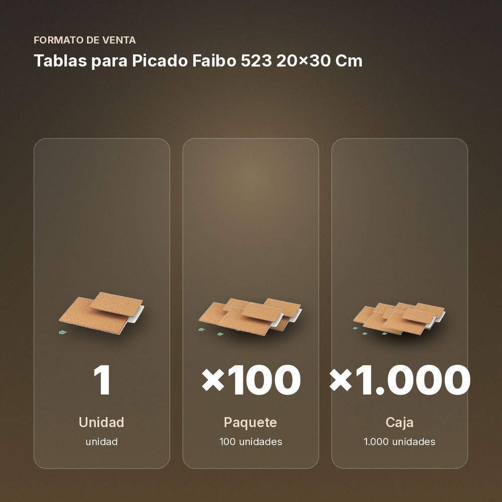 TABLAS PARA PICADO FAIBO 523 20X30 CM - formato de venta: paquete de 100, caja de 1000
