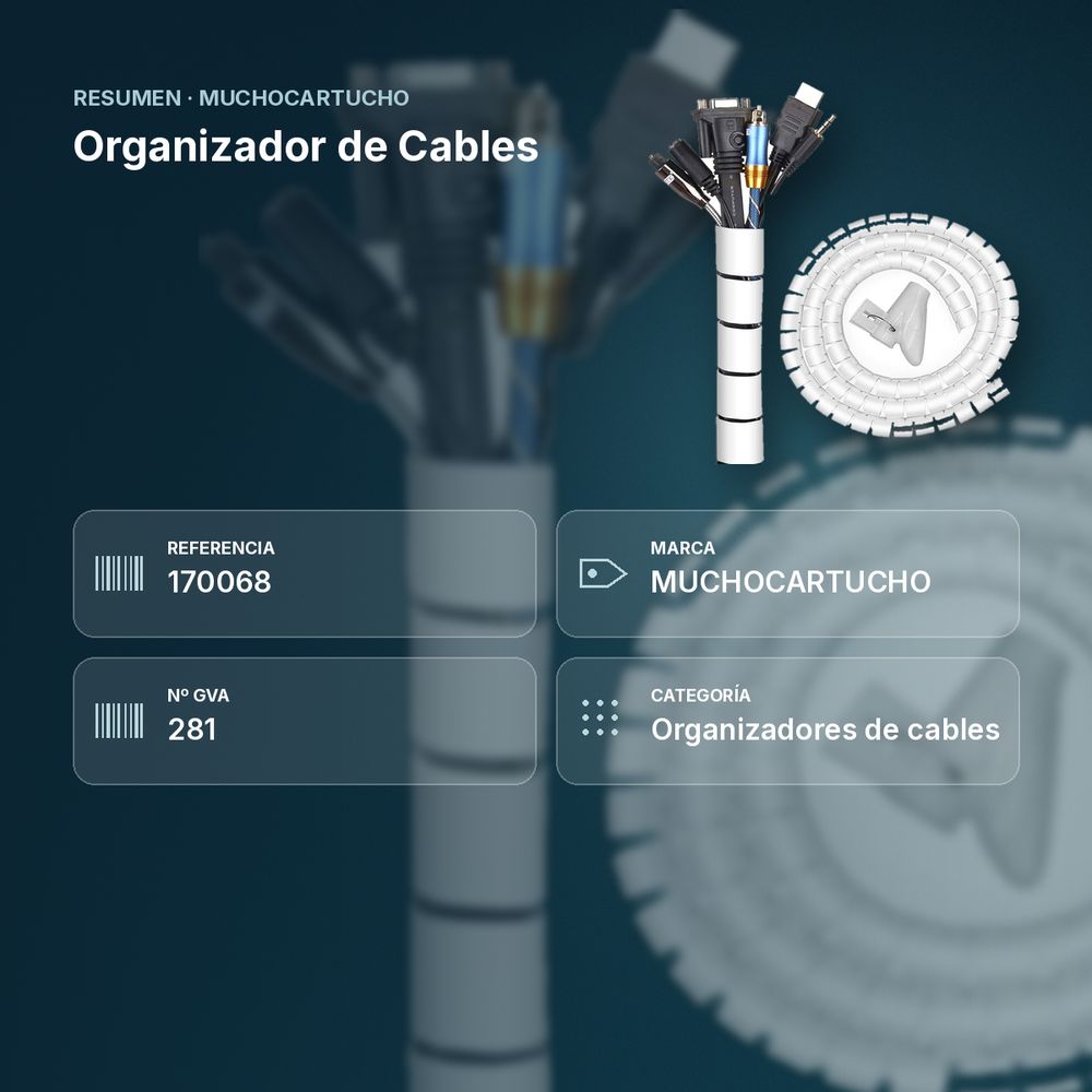 ORGANIZADOR DE CABLES - resumen de atributos