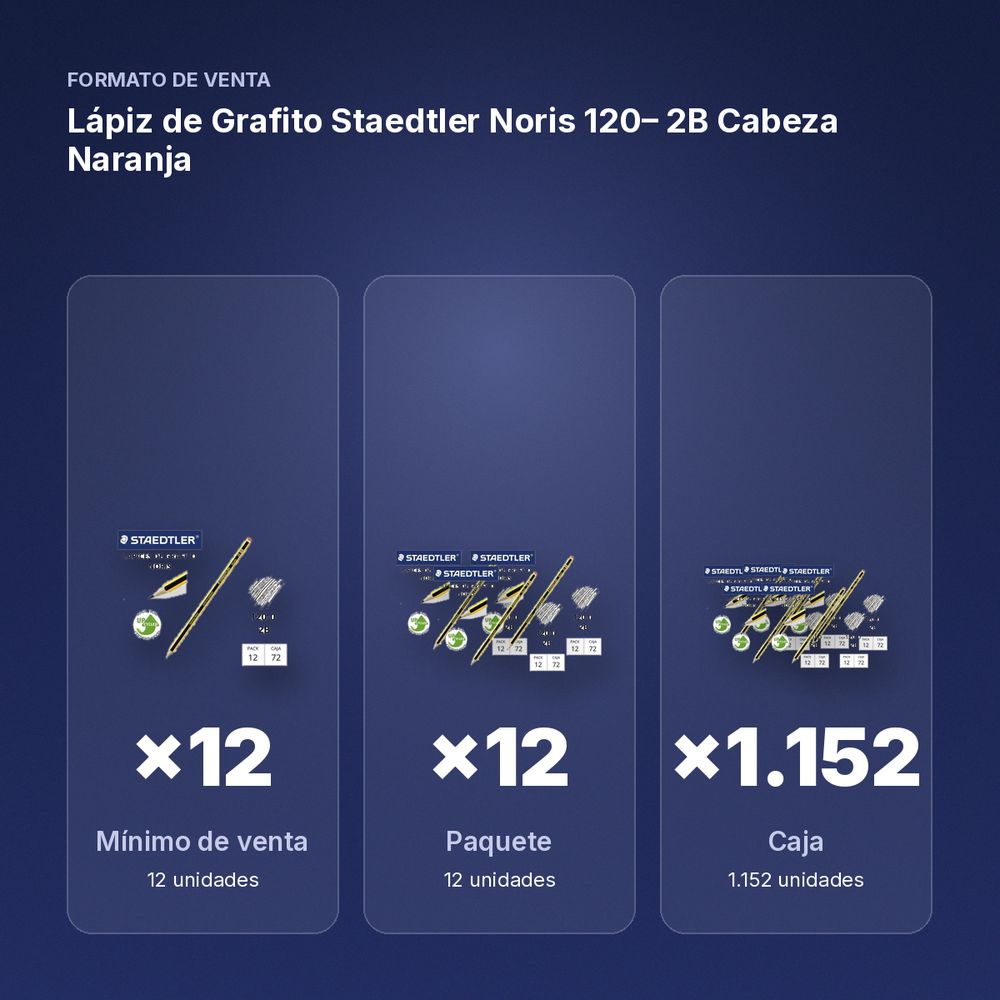 LÁPIZ DE GRAFITO STAEDTLER NORIS 120– 2B CABEZA  NARANJA - formato de venta: paquete de 12, caja de 1152