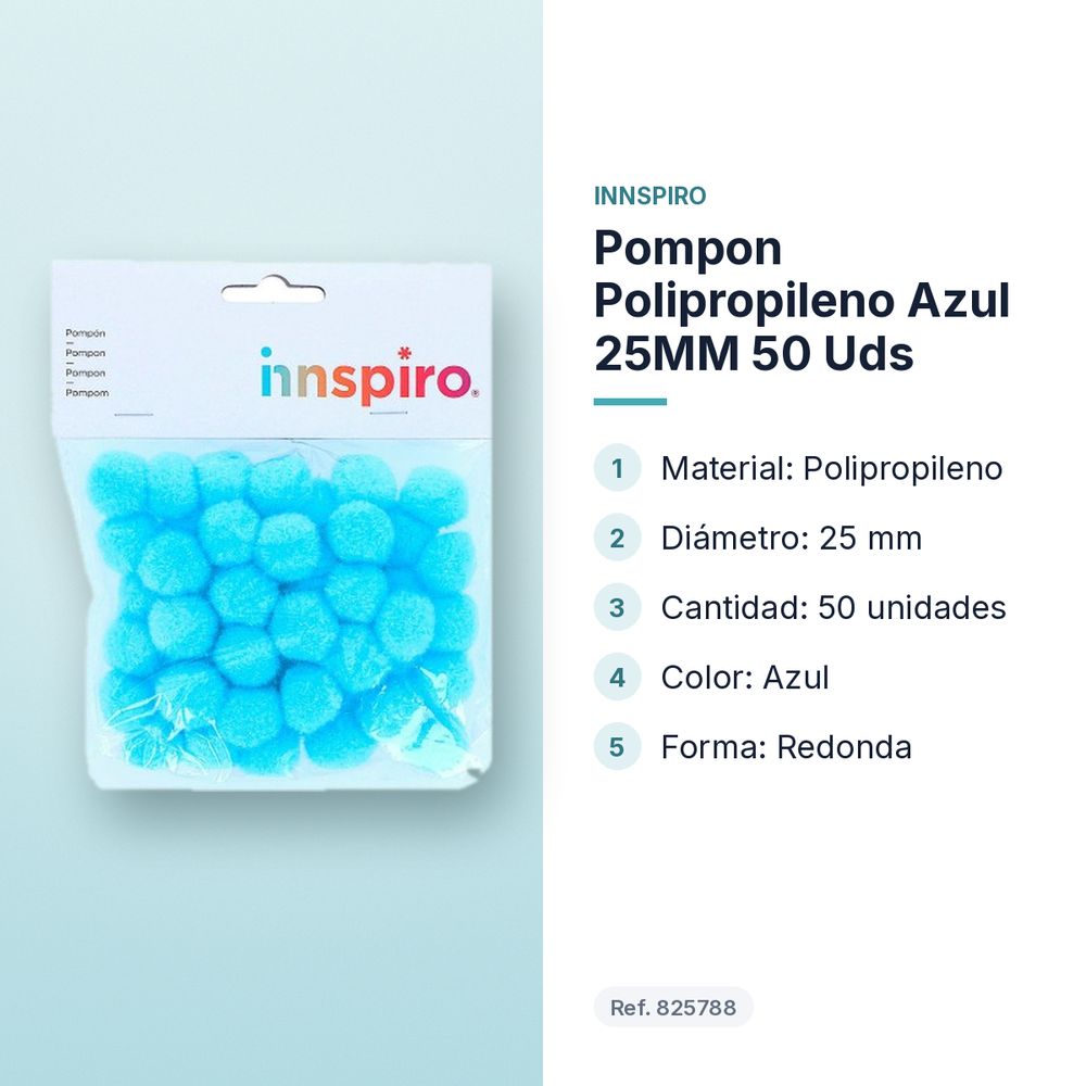 POMPON POLIPROPILENO AZUL 25MM 50 UDS - características principales